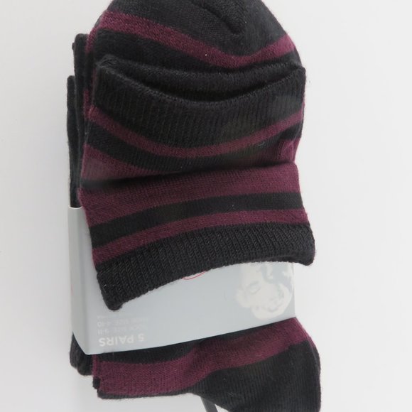 (#W) Marilyn Monroe Super Soft Black/Burgundy 5 Pairs Women's Crew Socks 9-11 - Picture 4 of 7